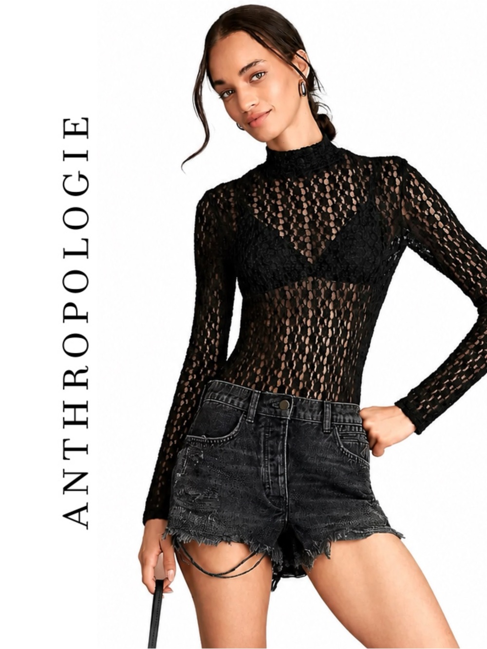 Anthropologie Devon Rhinestone Distressed Denim Shorts by Pilcro